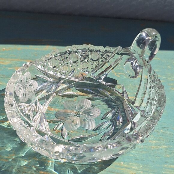 American Brilliant Period Vintage Cut Glass Candy Dish Handle Collectible Gifts - Picture 2 of 13